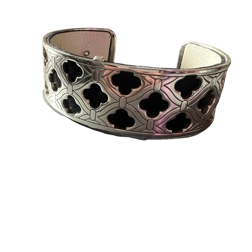 Brighton Silver Tone & Black Cuff Bracelet